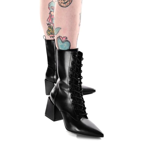 FOXBLOOD Shoes - FOXBLOOD Boots Womens 11 Black Wide Calf Ghost Host Boots Witchy Goth NEW
